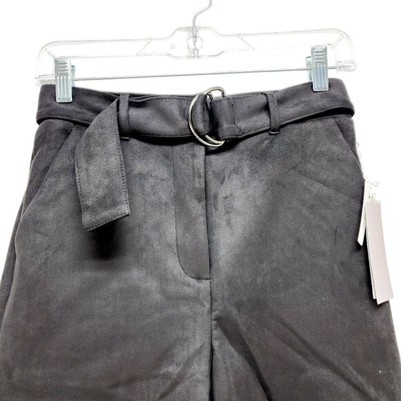 High Waisted Black Belted Shorts Ring Closure  Melograno Rico Size S  Soft Suede - Picture 5 of 10
